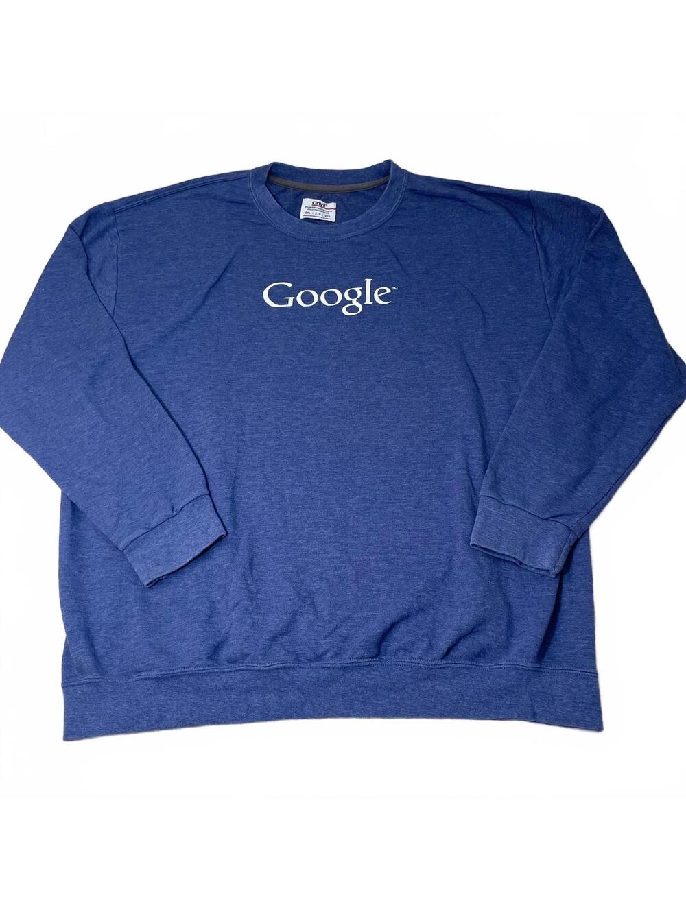 Anvil Google Logo Blue Crewneck Sweatshirt 2XL